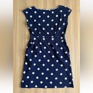 Boden Florrie Jersey Dress Sz 6P Navy Polka Dot Boat Neck Career Travel Coastal